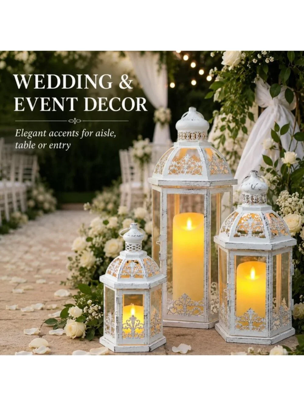 Large Vintage Decorative Lantern Set - 3 Sizes for Indoor/Outdoor Home Decor